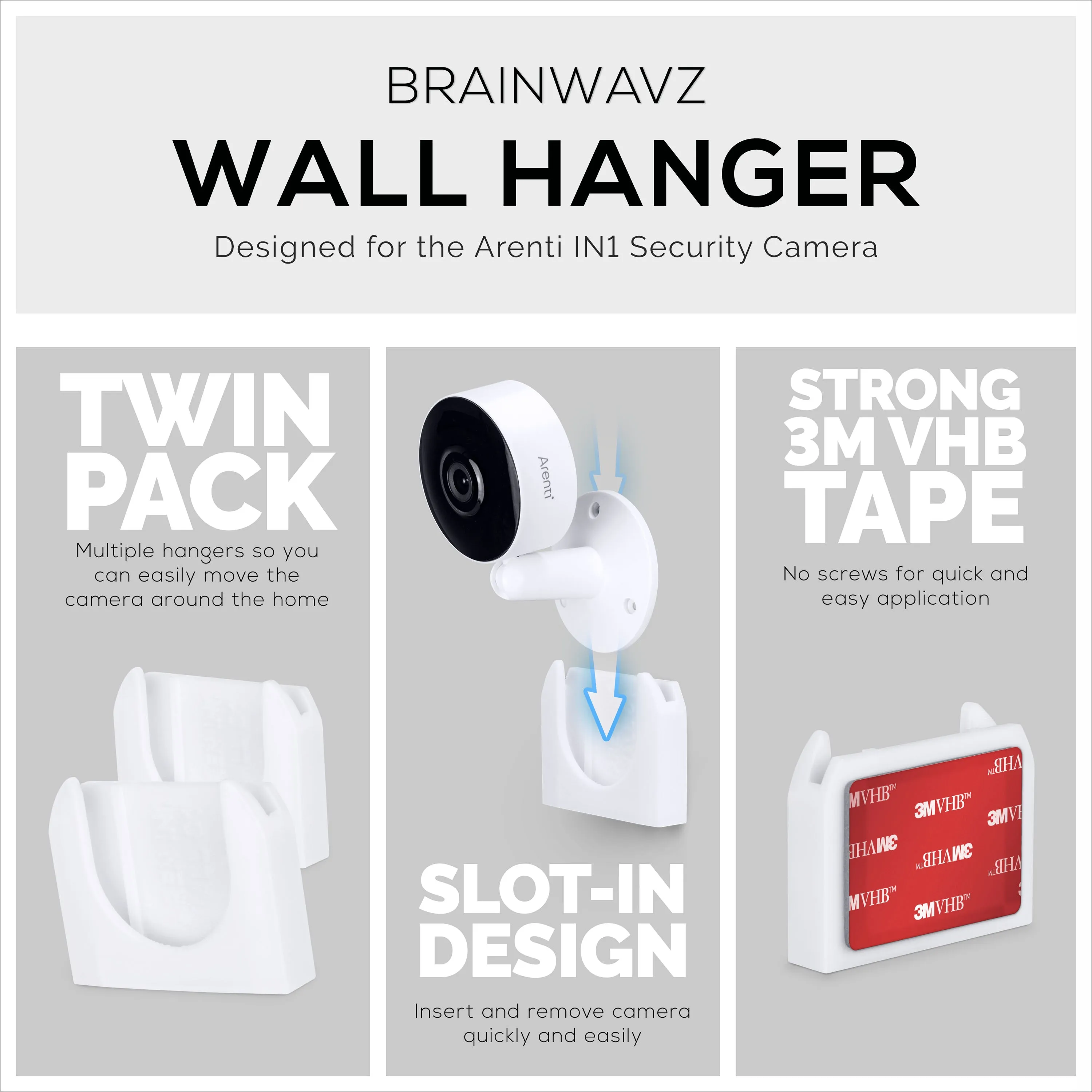 2-Pack Wall Mount For Arenti IN1 Security Camera Wall Mount, Adhesive Holder, Easy to Install Bracket, No Screws or Drilling