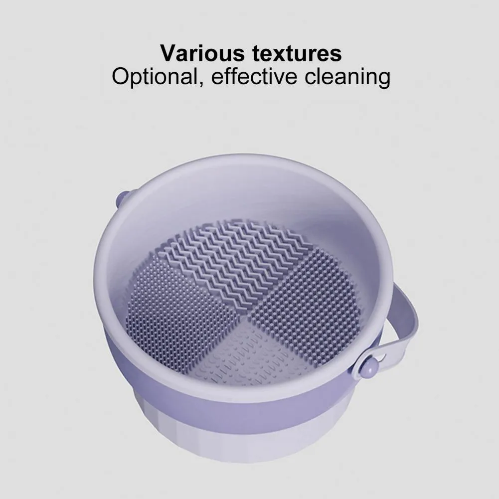 3-in-1 Makeup Brushes Cleaner | Sponge Brush Washing Box & Makeup Brush Drying Basket (Beige)