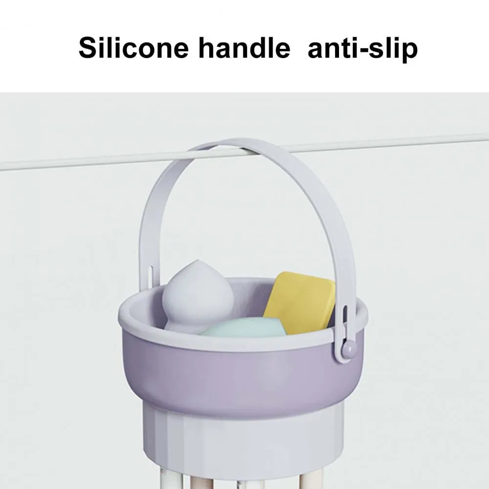 3-in-1 Makeup Brushes Cleaner | Sponge Brush Washing Box & Makeup Brush Drying Basket (Light Purple)