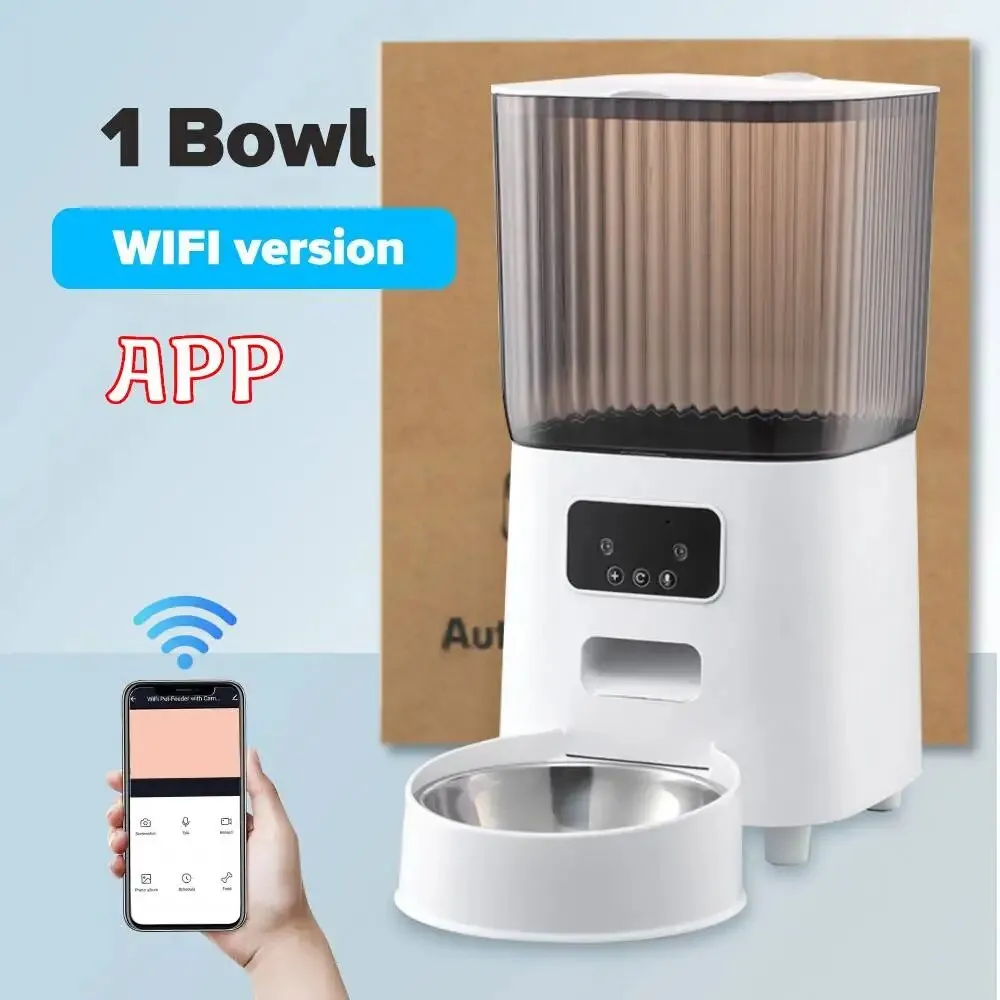 5L Automatic Cat Feeder - WiFi with Camera HD Smart Interactive Pet Food Dispenser Timer Stainless Steel Bowl Auto Dog Feeder