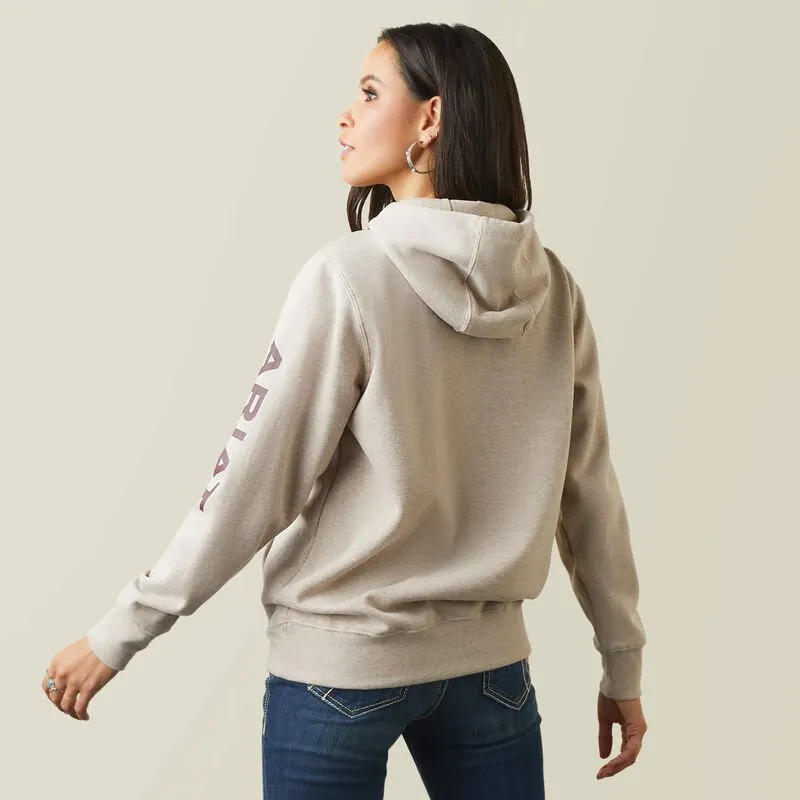 Ariat Ladies Oatmeal Heather Logo Hoodie