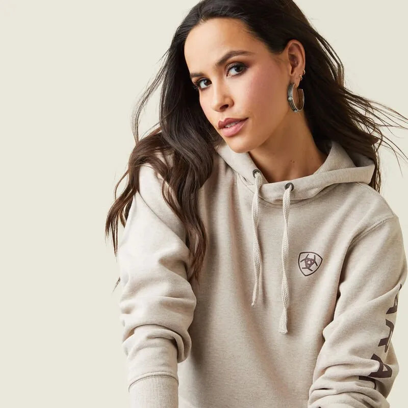 Ariat Ladies Oatmeal Heather Logo Hoodie