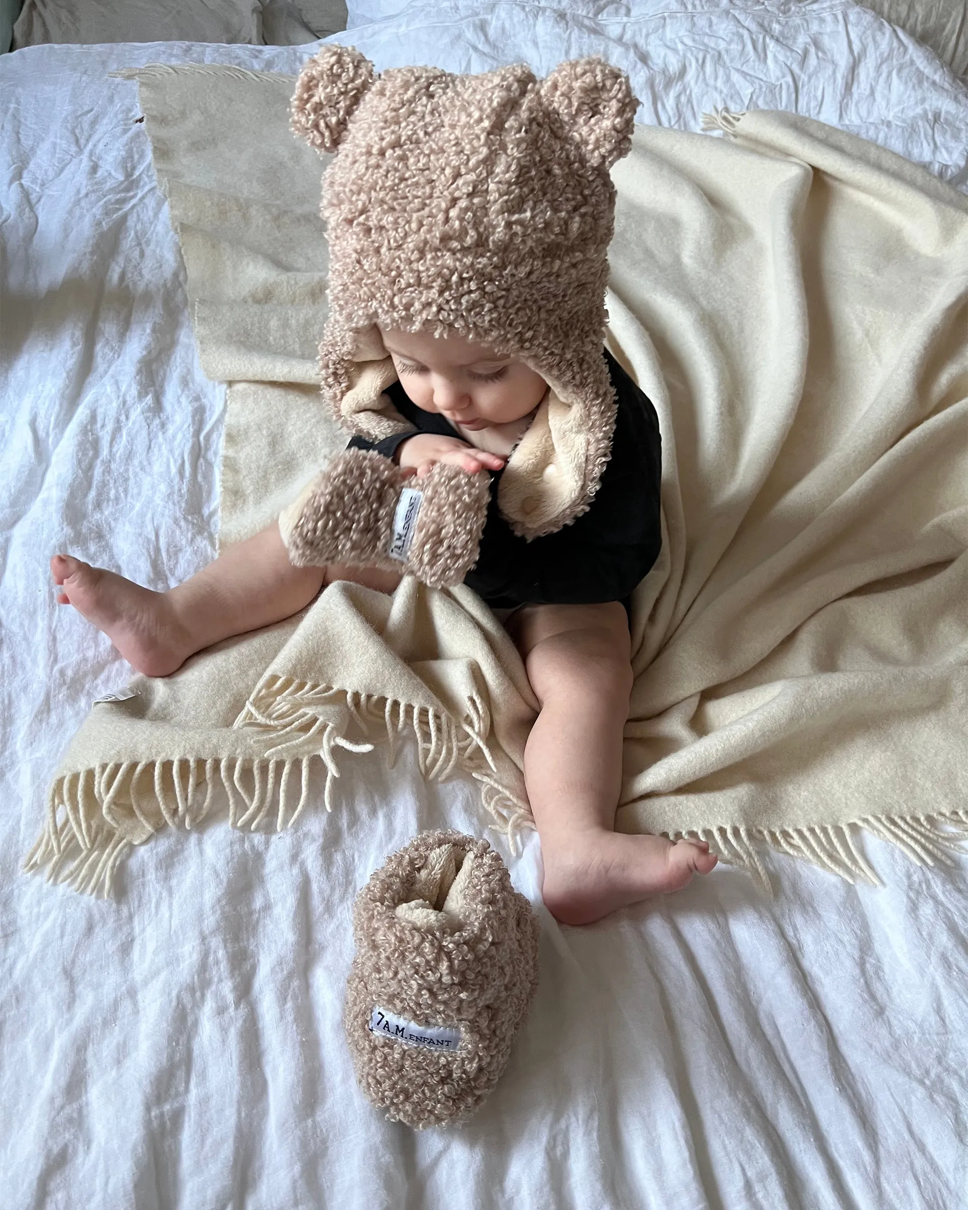 Baby Booties Teddy, Oatmeal