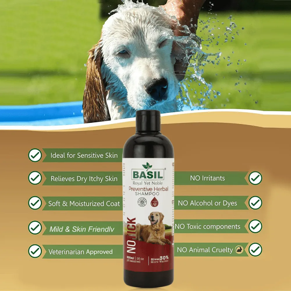 Basil Herbal No Ticks Dog Shampoo