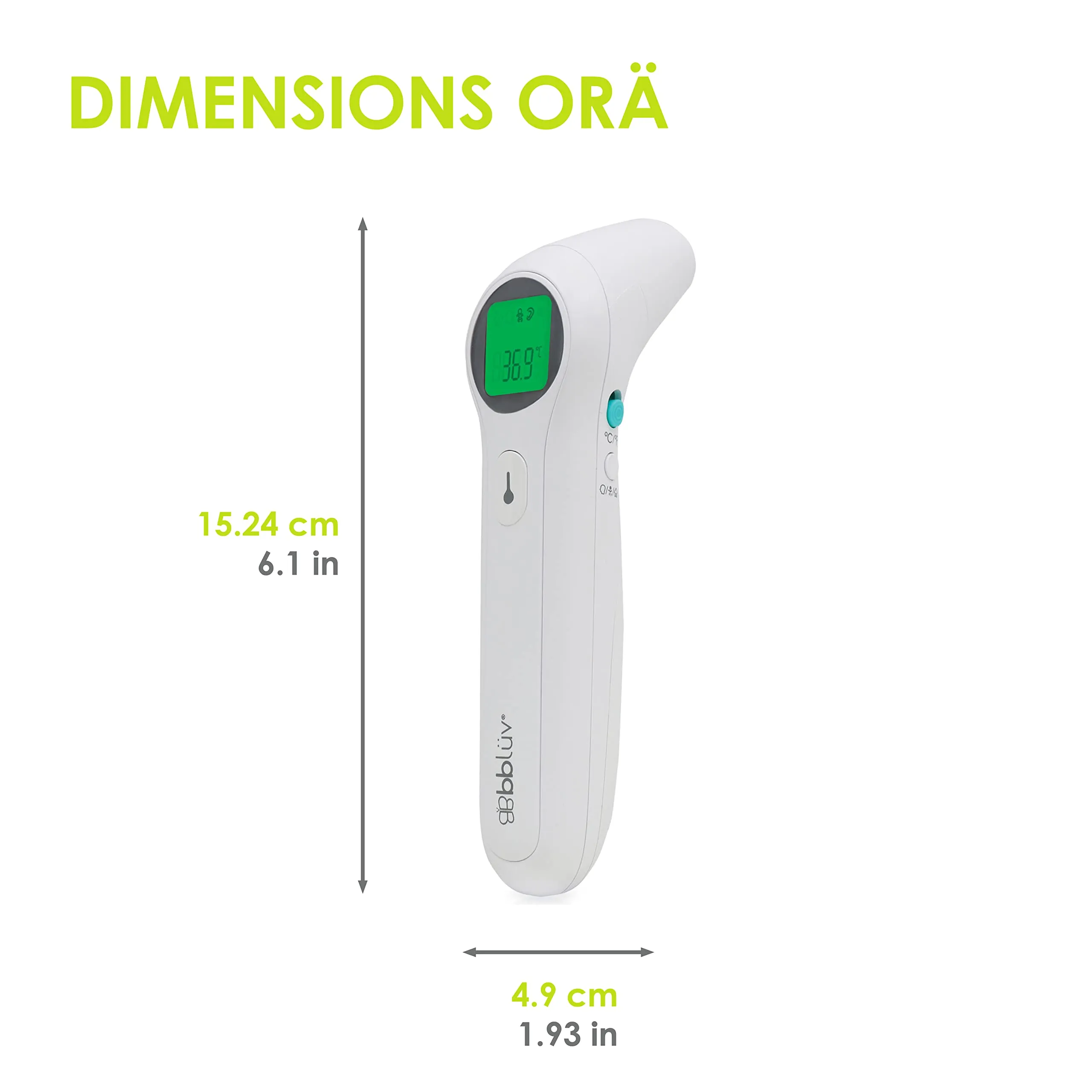 bblüv - Orä - Non-Contact Digital Infrared Thermometer, Ear Thermometer - 5 in 1 in LED Display, for Babies, Children, and Adults Tracking Fever Indicator – Fast 1 Second Temperature
