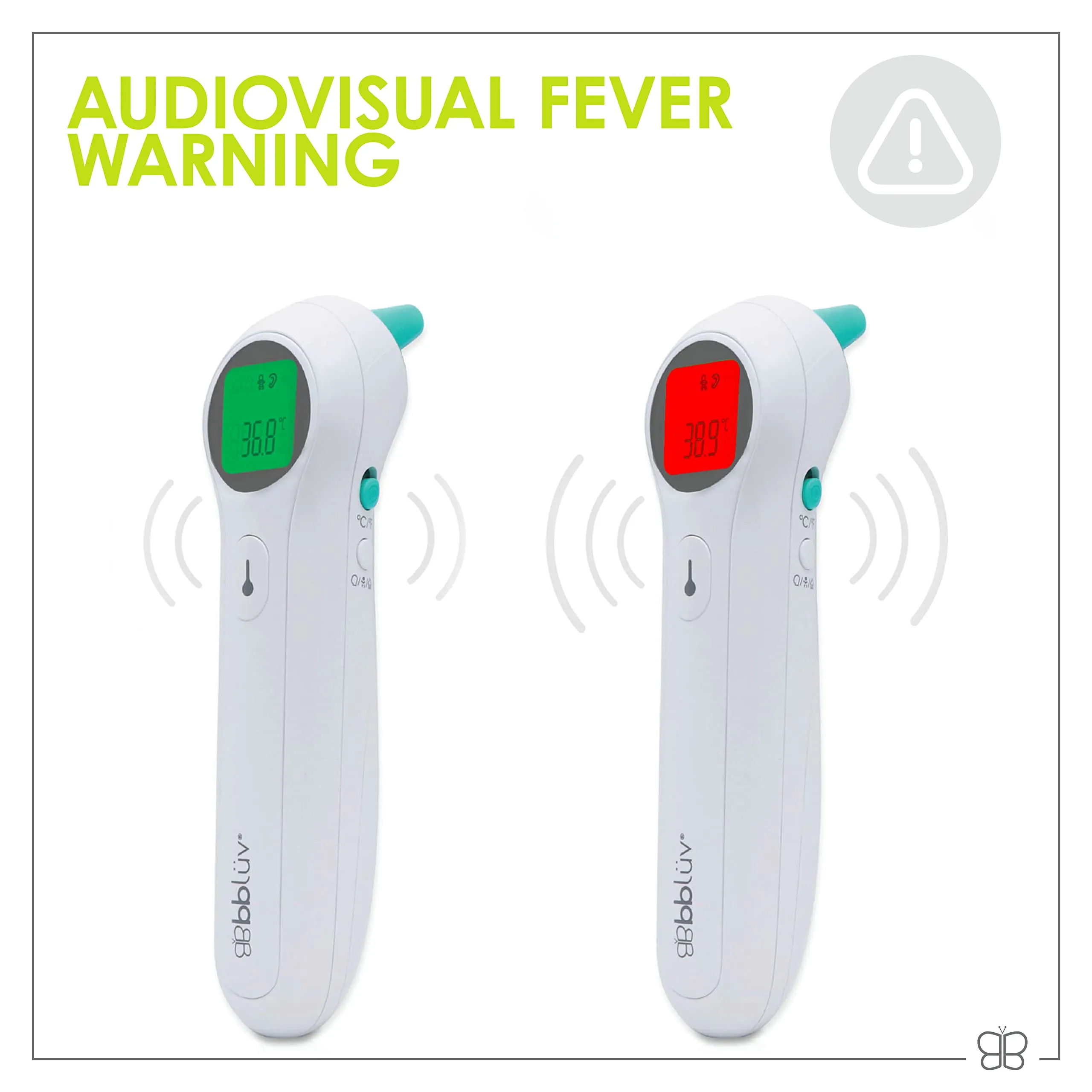 bblüv - Orä - Non-Contact Digital Infrared Thermometer, Ear Thermometer - 5 in 1 in LED Display, for Babies, Children, and Adults Tracking Fever Indicator – Fast 1 Second Temperature