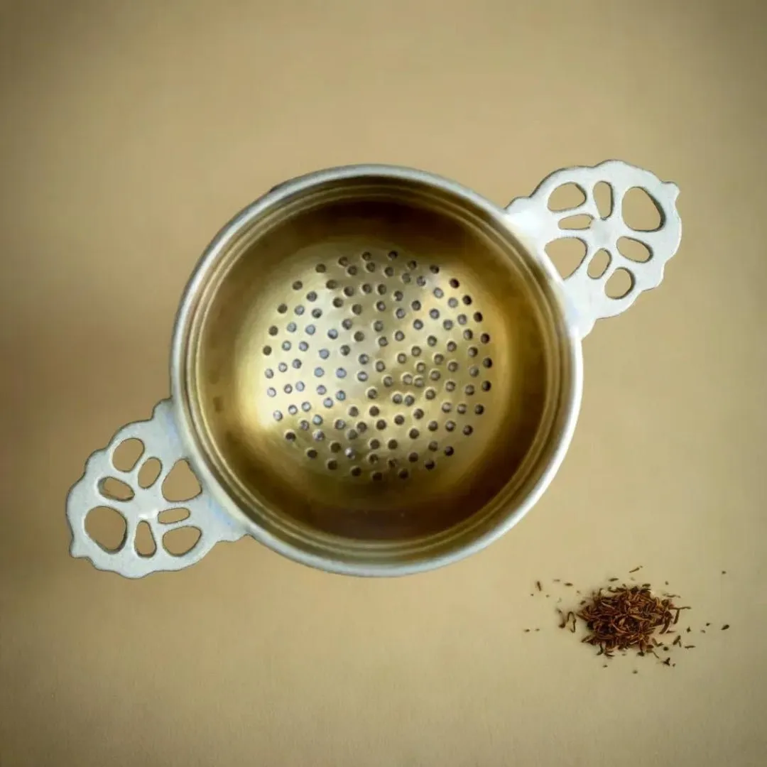 Brass Tea Strainer & Bowl For Everyday Luxury Kitchen Usage | Handmade In India