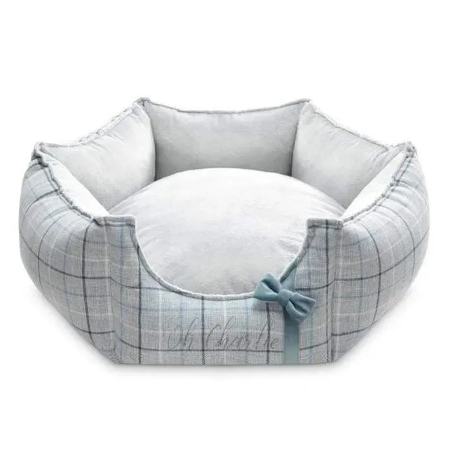 Charm Blue Hexagon Pet Bed by Oh Charlie - Blue