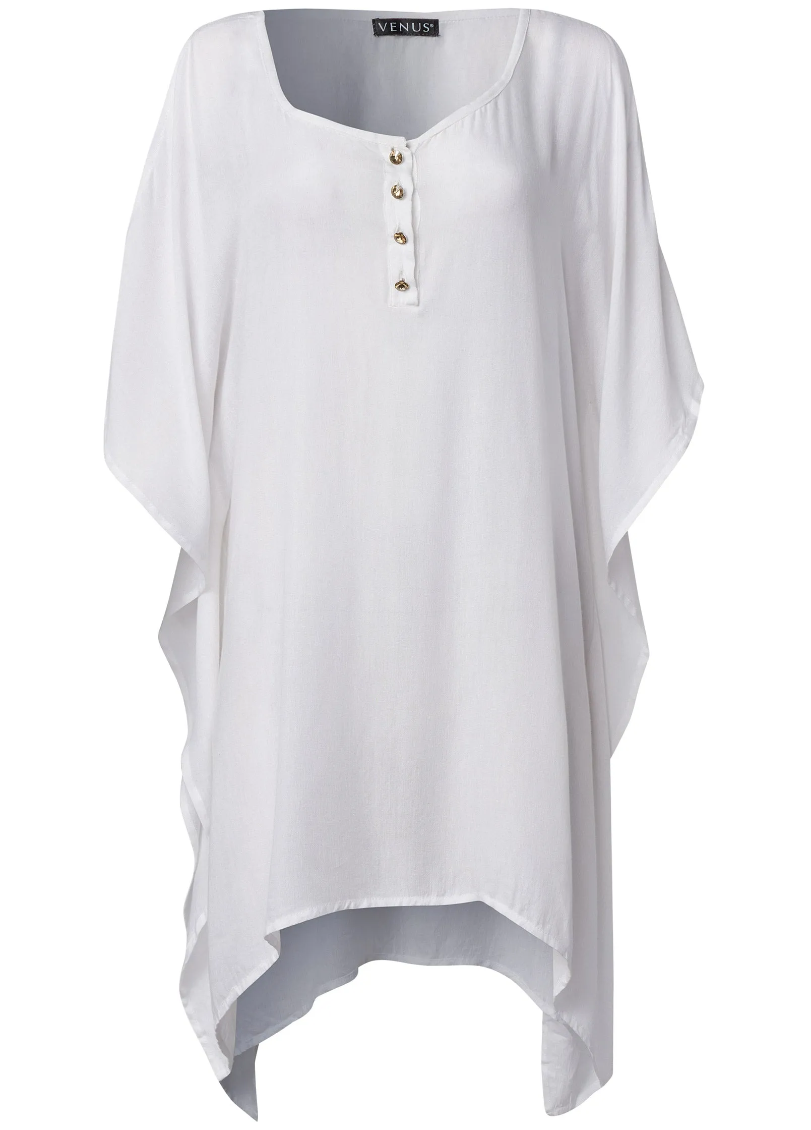 Cold-Shoulder Tunic Coverup - Pearl White