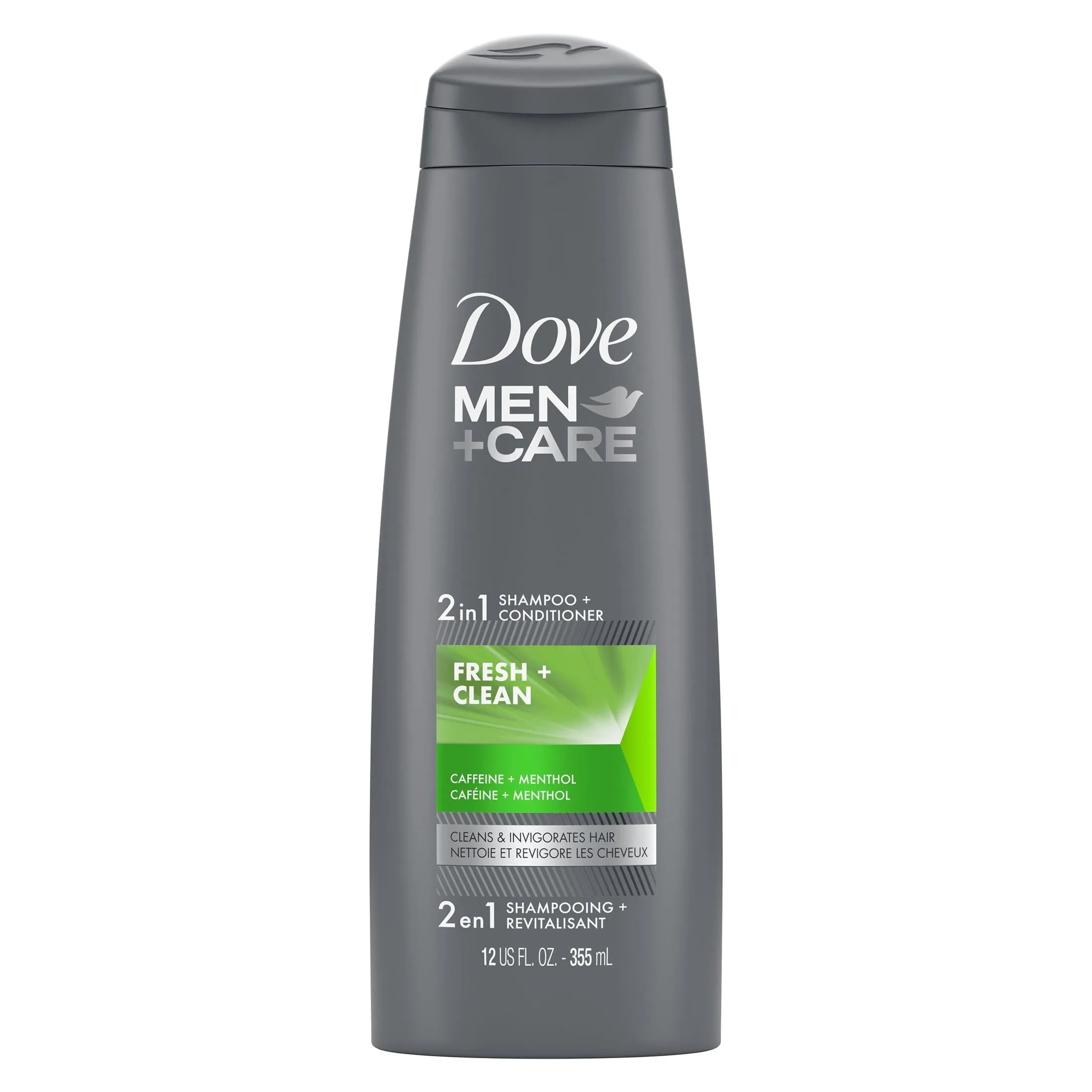 Dove Men Care Fresh Clean 2-in-1 Shampoo and Conditioner with Caffeine and Menthol, 12 fl oz