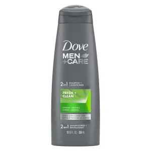 Dove Men Care Fresh Clean 2-in-1 Shampoo and Conditioner with Caffeine and Menthol, 12 fl oz