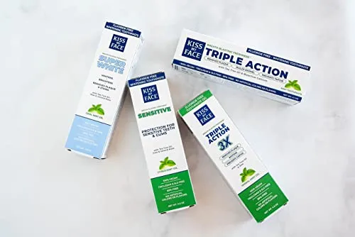 Kiss My Face Super White Cool Mint Gel Toothpaste, SLS And Fluoride Free, Removes Plaque And Prevents Tartar, With Added Tea Tree Oil, Aloe And Iceland Moss, 4.5 Oz