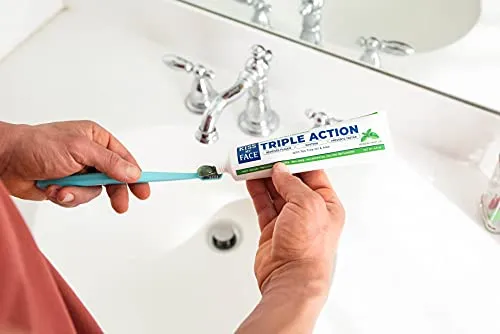 Kiss My Face Triple Action Herbal Mint Gel Toothpaste, SLS And Fluoride Free, Removes Plaque, Prevents Tartar, And Whitens Teeth, With Added Tea Tree Oil, No Artificial Colors Or Flavors, 4.5 oz