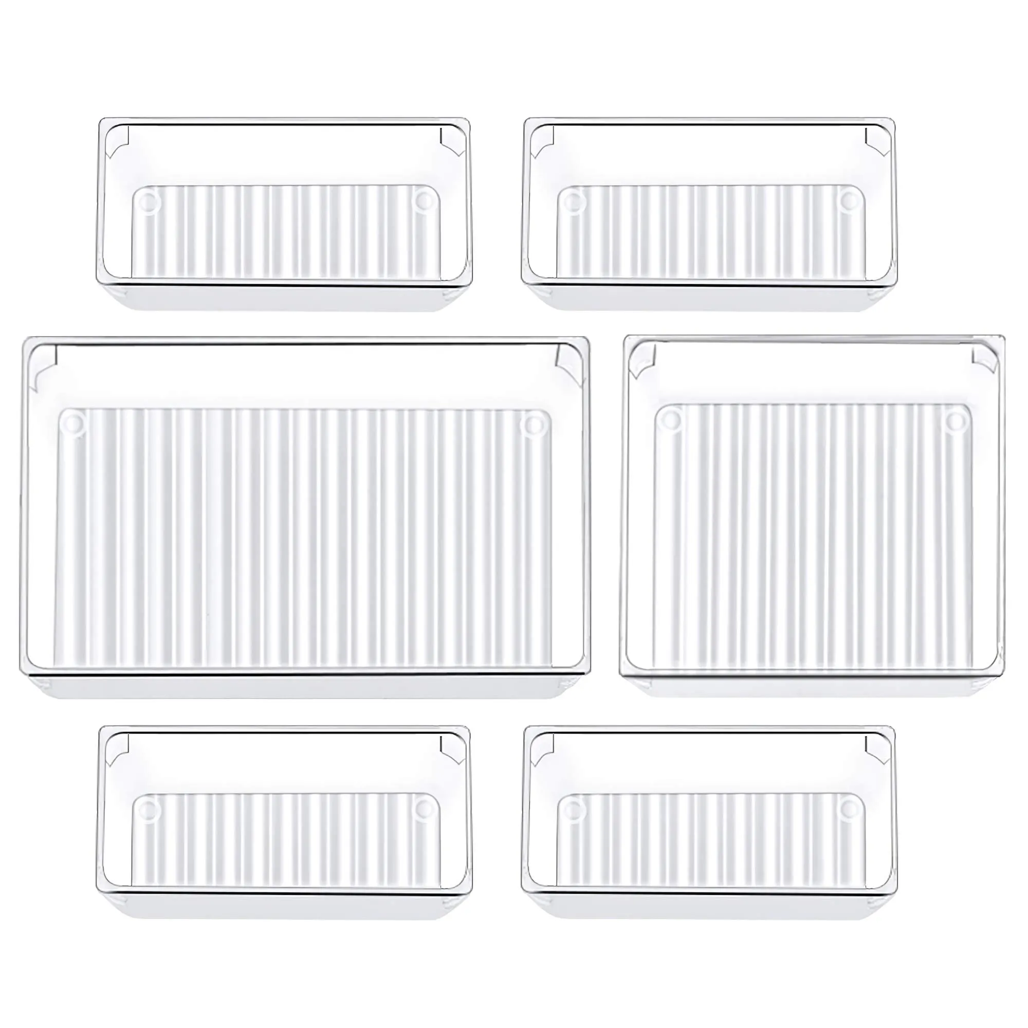 Kootek Desk Drawer Organizer Trays with 3-Size Large Capacity Storage Drawer Dividers Customize Layout 6 Bins for Bedroom Dresser Bathroom Kitchen
