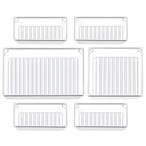 Kootek Desk Drawer Organizer Trays with 3-Size Large Capacity Storage Drawer Dividers Customize Layout 6 Bins for Bedroom Dresser Bathroom Kitchen