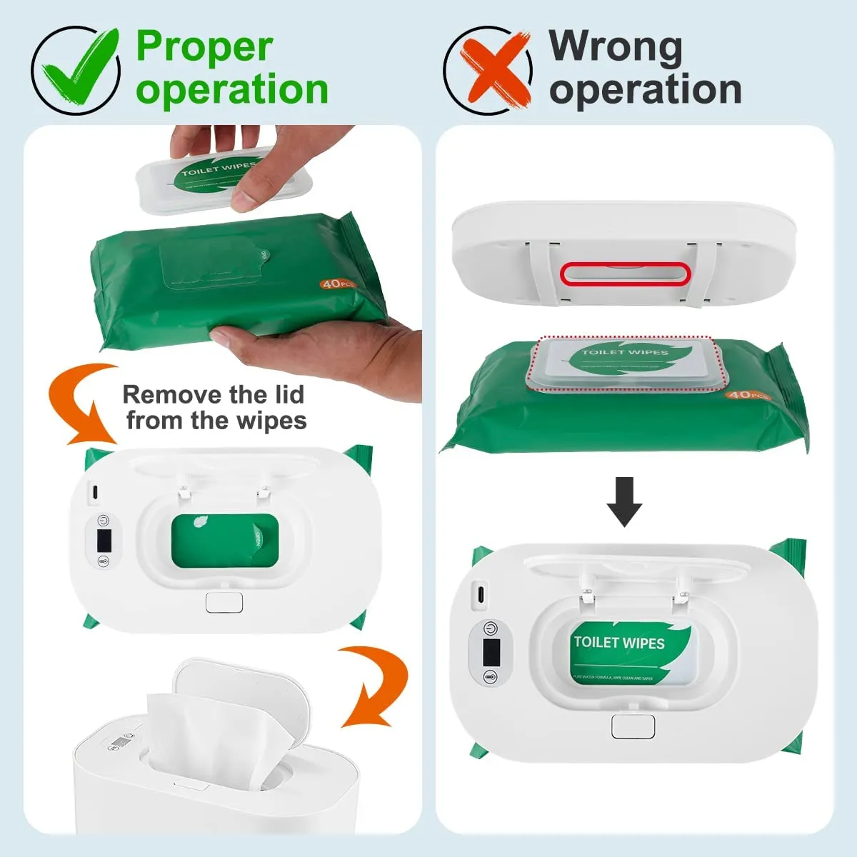 LED Quick Heating Large Capacity Baby Wipe Warmer & Dispenser Bn-link