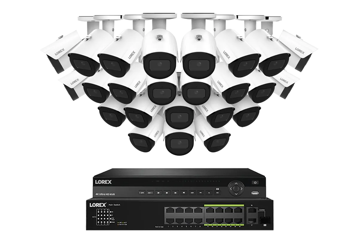 Lorex Elite Series NVR with A4 4MP (2K) IP Bullet Cameras - 4K 32-Channel 8TB Wired System