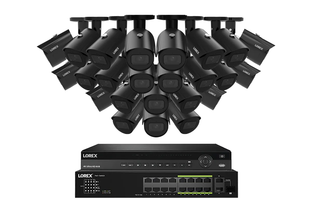 Lorex Elite Series NVR with A4 4MP (2K) IP Bullet Cameras - 4K 32-Channel 8TB Wired System