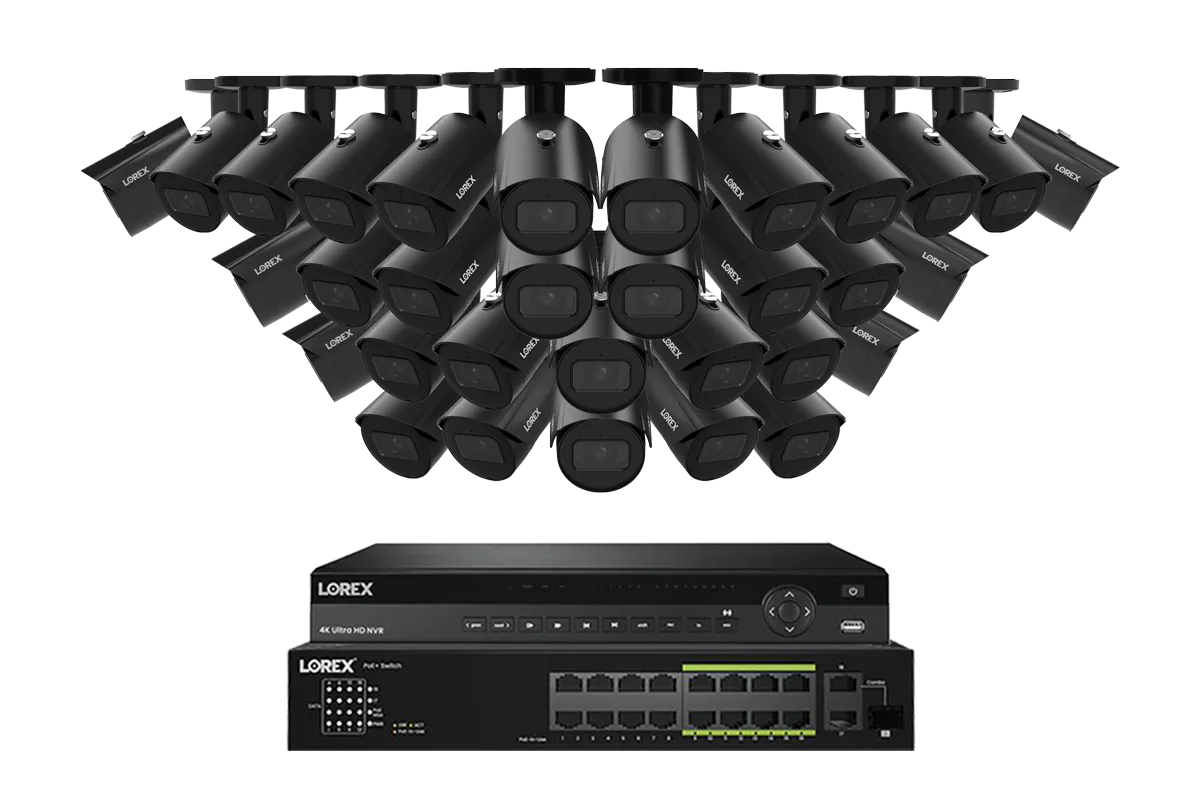 Lorex Elite Series NVR with A4 4MP (2K) IP Bullet Cameras - 4K 32-Channel 8TB Wired System