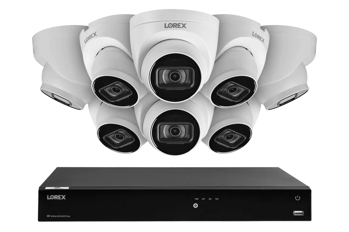 Lorex Fusion 4K (16 Camera Capable) 3TB Wired NVR System with IP Dome Cameras featuring Listen-In Audio