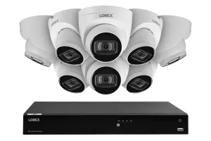 Lorex Fusion 4K (16 Camera Capable) 3TB Wired NVR System with IP Dome Cameras featuring Listen-In Audio