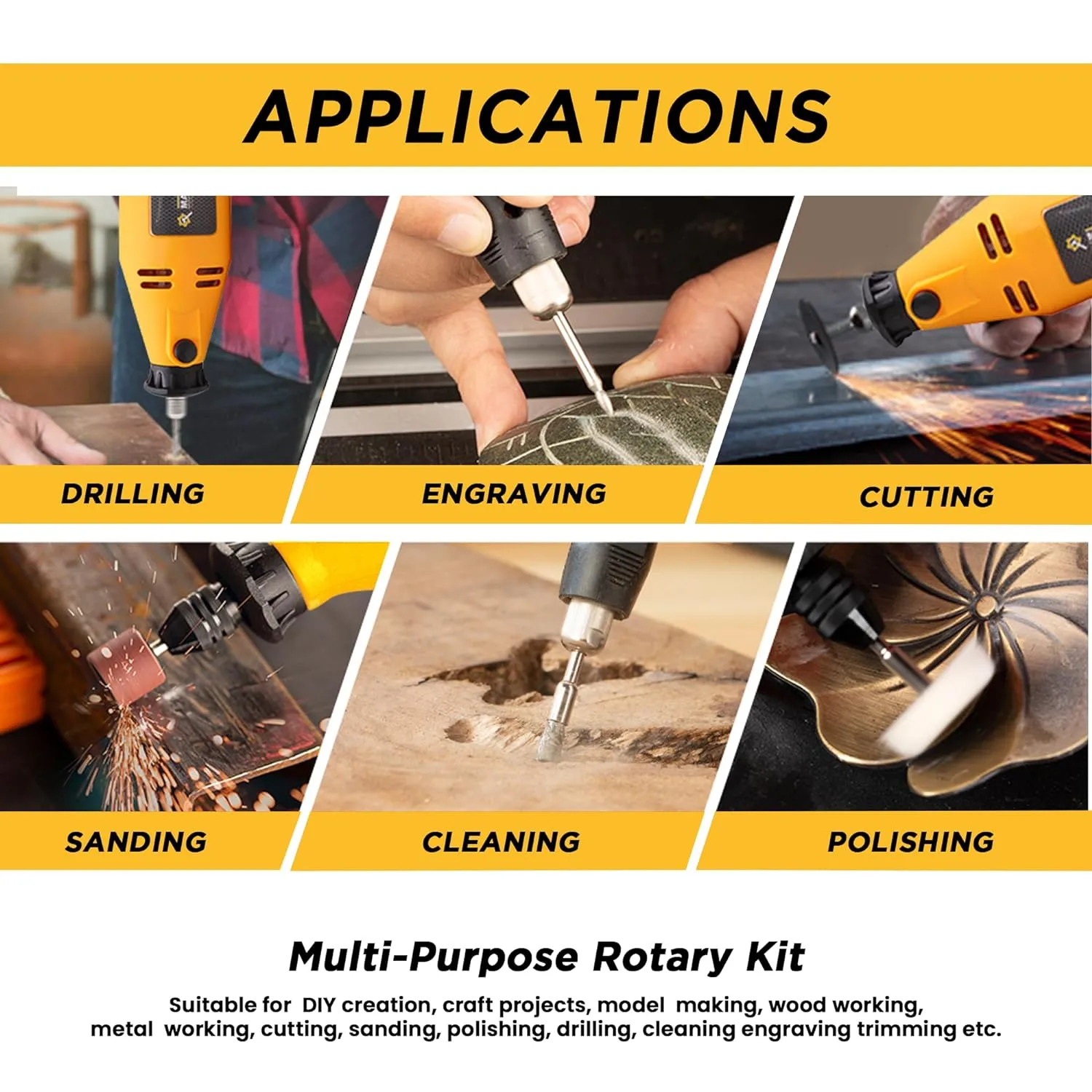 MAF PRO MG152A Multifunctional 52 Pieces Mini Rotary Die Grinder Kit with Flexible Shaft and Variable Speed for Jade Carving, Wood Punching, Sanding, Buffing, Polishing, Engraving (130W, 52 Pcs)