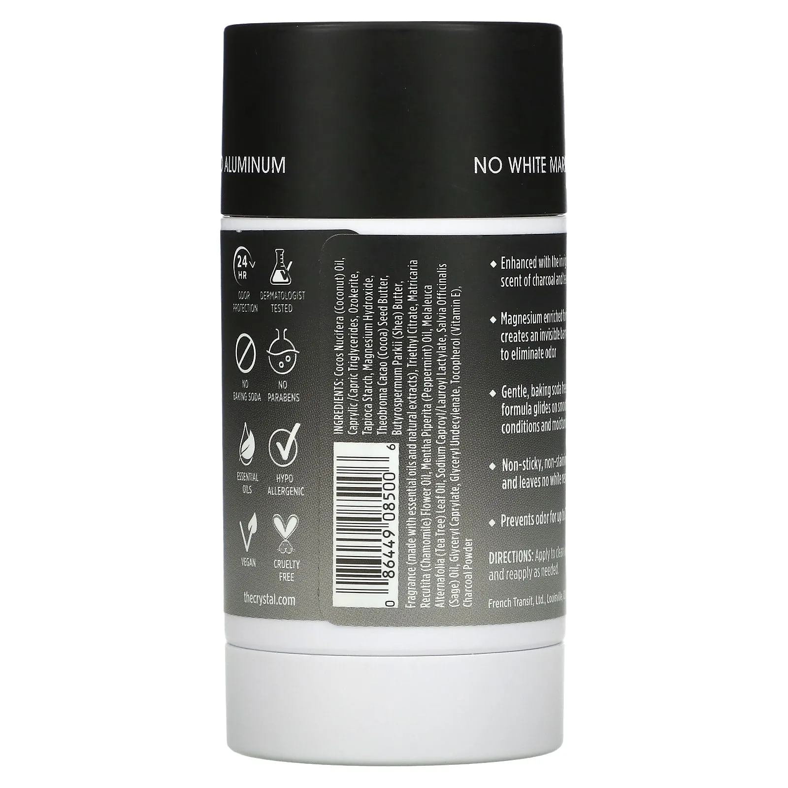 Magnesium Enriched Crystal Body Deodorant, Charcoal/Tea Tree, 70g