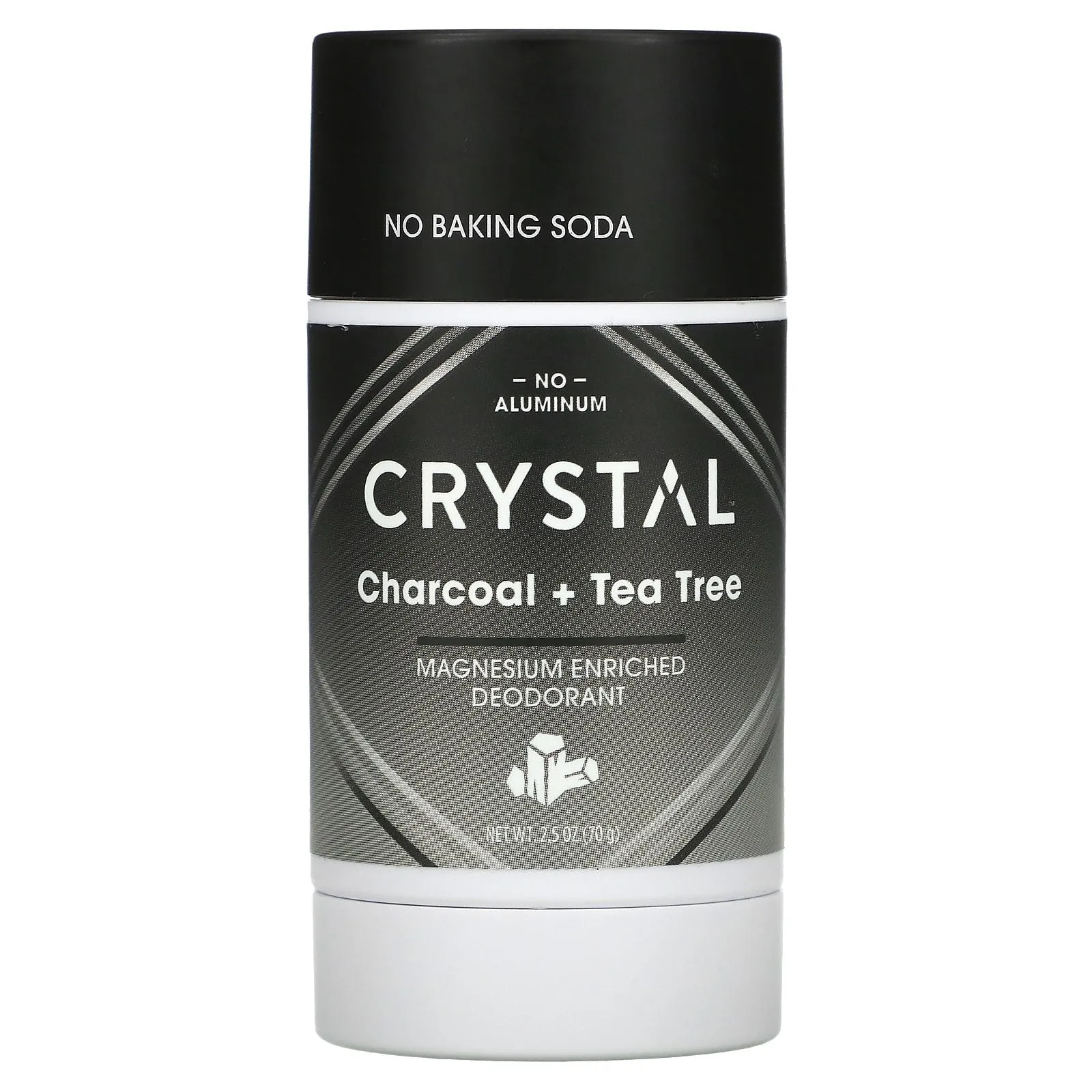 Magnesium Enriched Crystal Body Deodorant, Charcoal/Tea Tree, 70g