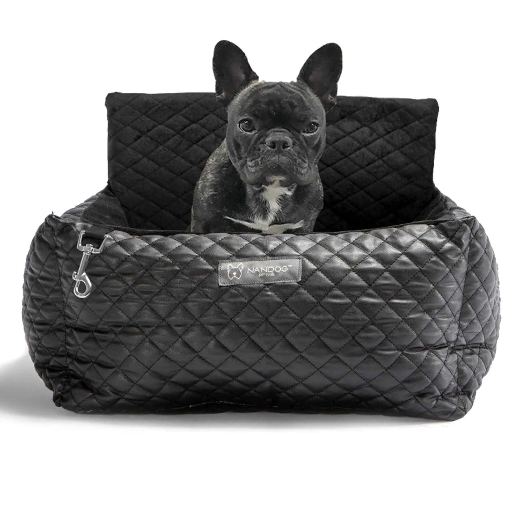 Nandog Luxe Dog Car Seat (Black Vegan Leather)