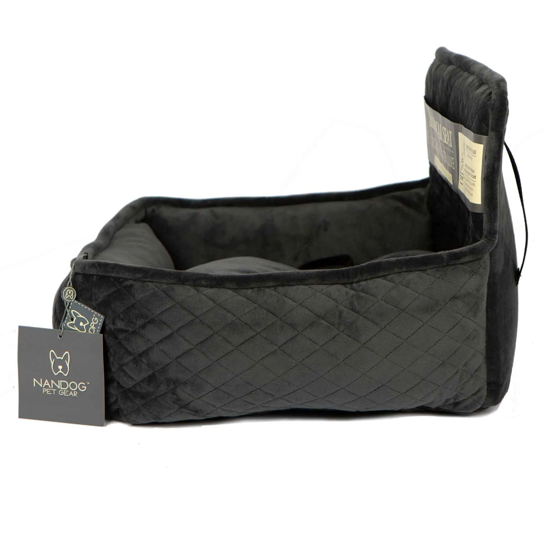 Nandog Luxe Dog Car Seat (Plush Dark Grey)