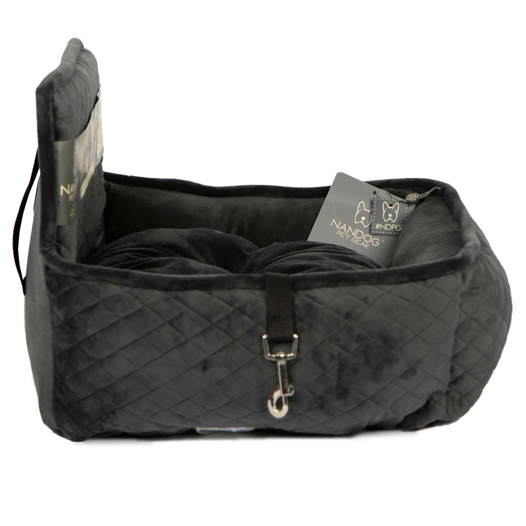 Nandog Luxe Dog Car Seat (Plush Dark Grey)