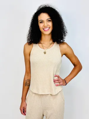 Oatmeal Cashmere Rib Tank Top