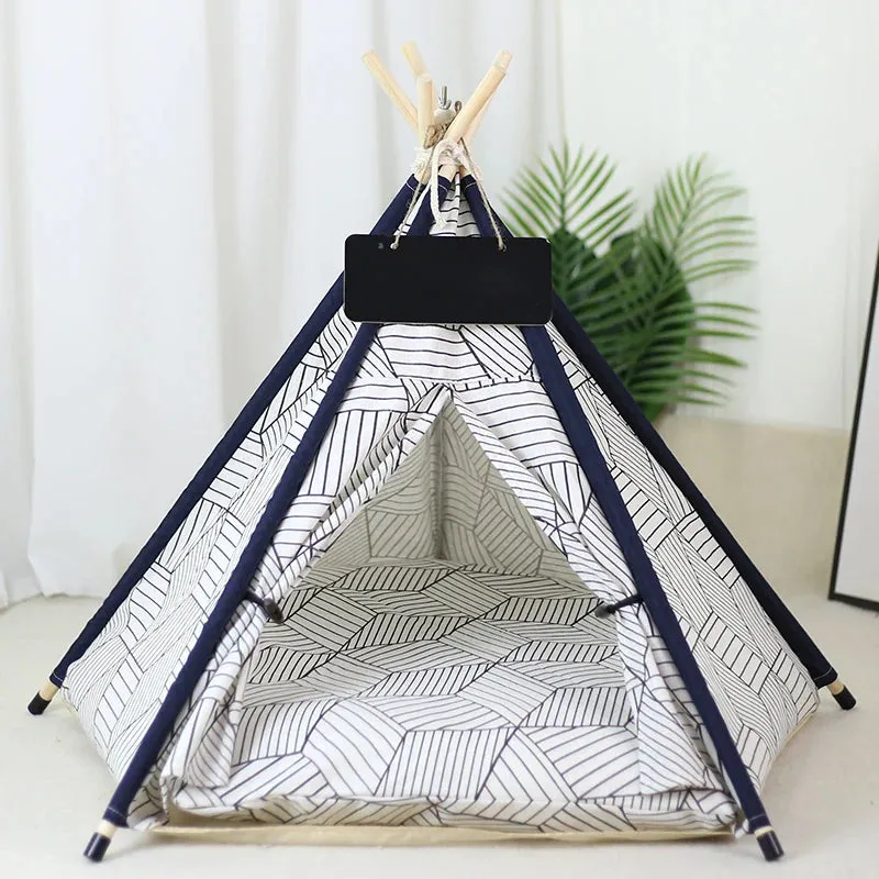 Pet Teepee Tent Dog Cat Teepee Bed Portable RWashable Dog Houses Indoor Puppy Beds with Cushion for Small Dogs Cats Rabbits