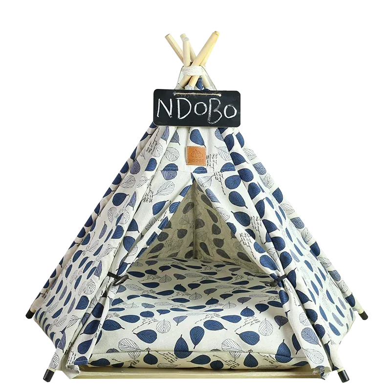 Pet Teepee Tent Dog Cat Teepee Bed Portable RWashable Dog Houses Indoor Puppy Beds with Cushion for Small Dogs Cats Rabbits