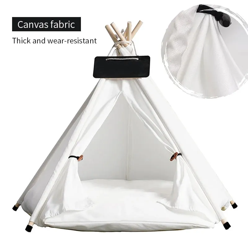 Pet Teepee Tent Dog Cat Teepee Bed Portable RWashable Dog Houses Indoor Puppy Beds with Cushion for Small Dogs Cats Rabbits