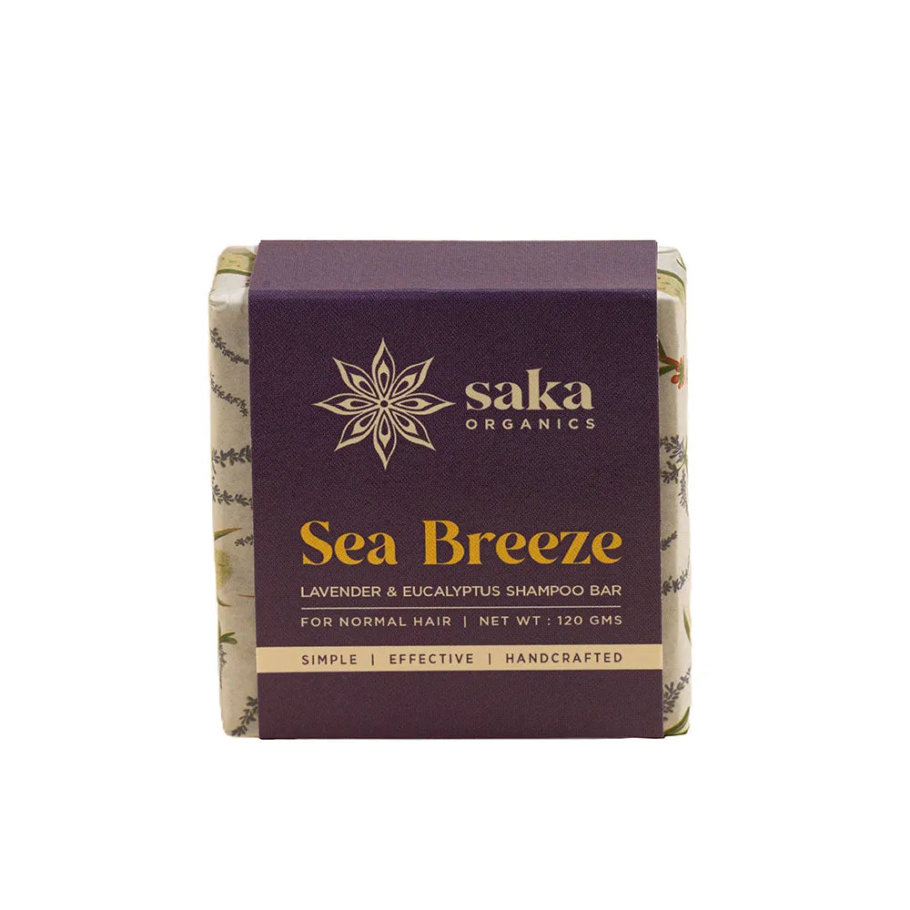 Saka - Sea Breeze | Handmade Lavender & Eucalyptus Shampoo Bar | Natural Hair Care for Normal Hair - 120gm