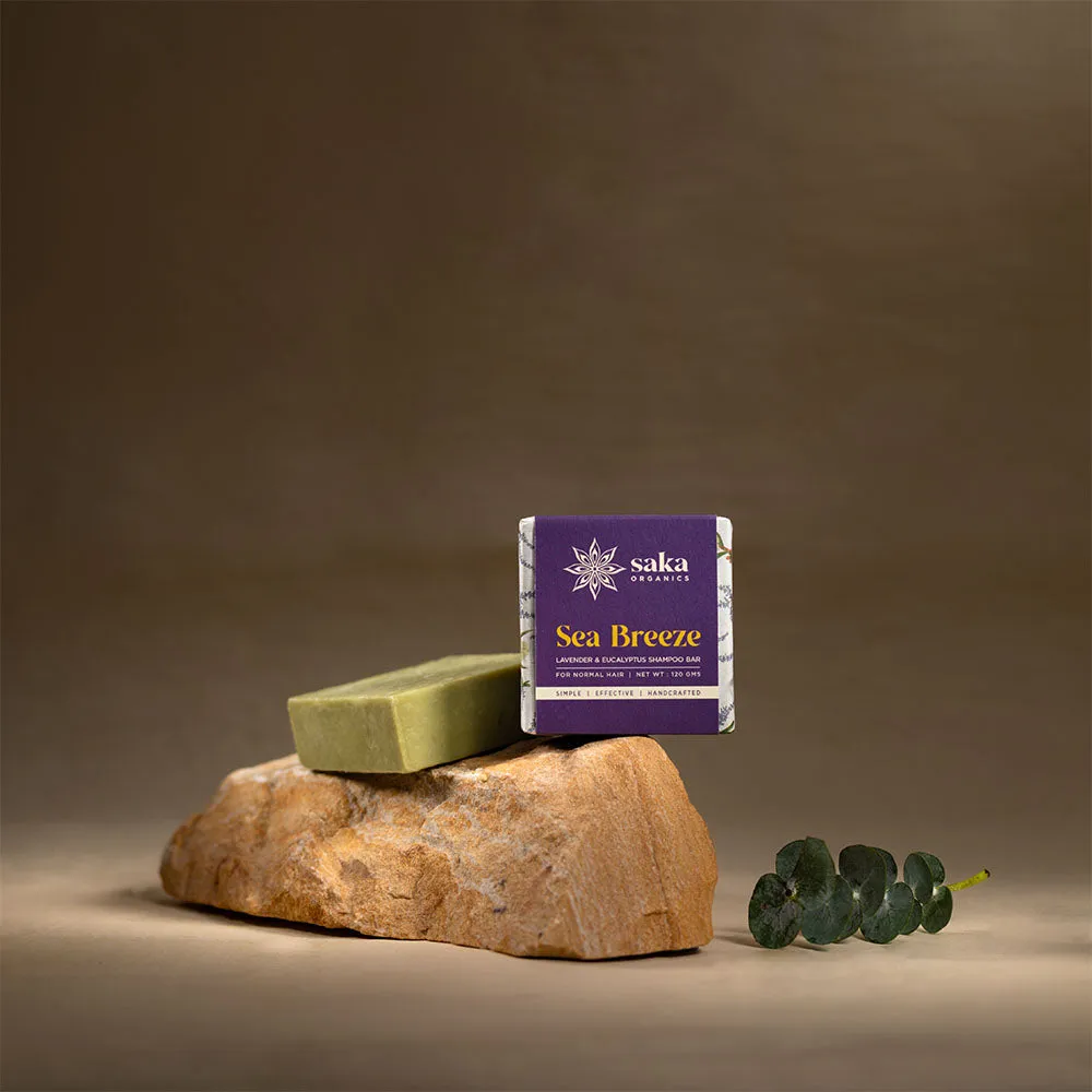 Saka - Sea Breeze | Handmade Lavender & Eucalyptus Shampoo Bar | Natural Hair Care for Normal Hair - 120gm