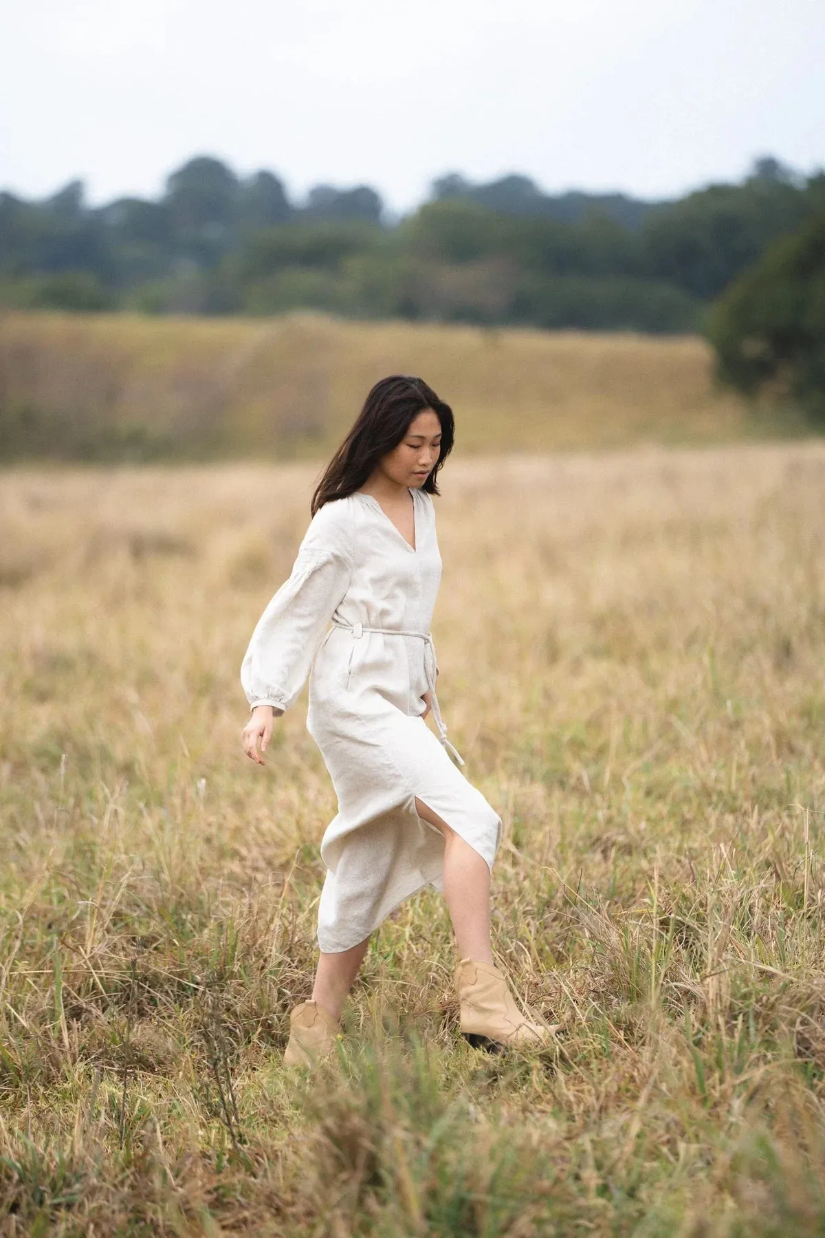 Skylar Linen Dress - Oatmeal