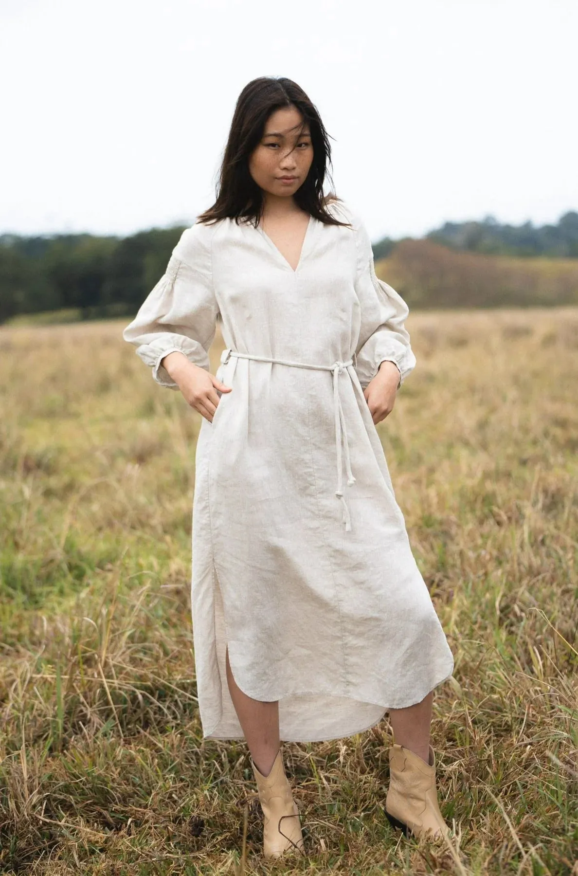 Skylar Linen Dress - Oatmeal