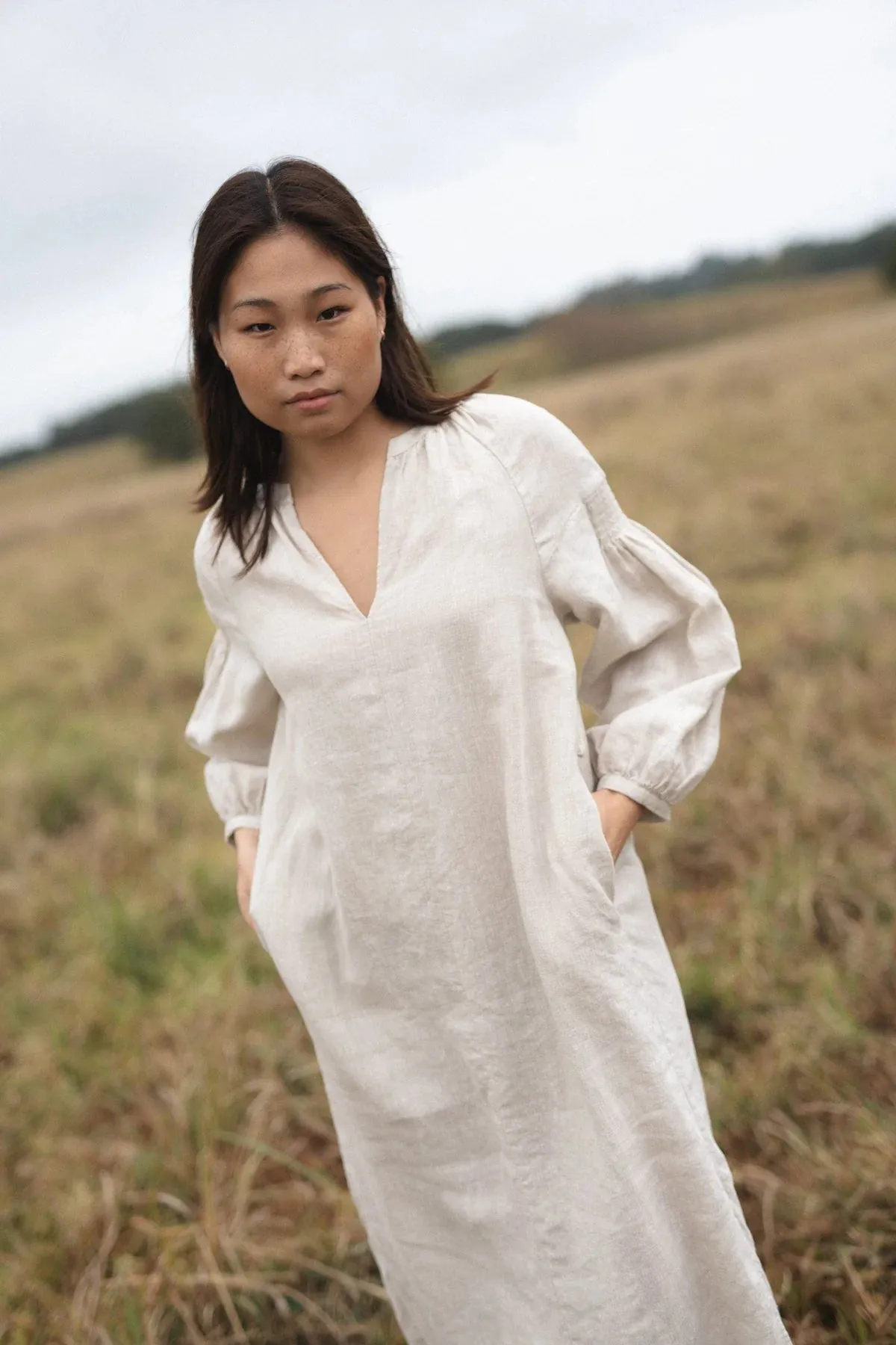 Skylar Linen Dress - Oatmeal