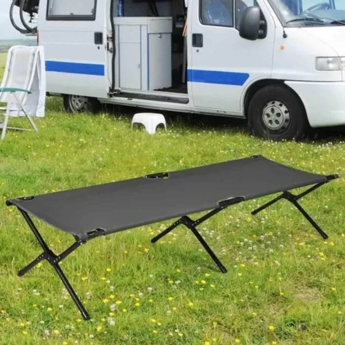Tesco Outdoor Folding Camp Bed With Carry Bag - Grey