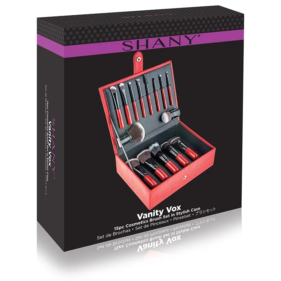 Vanity Vox- 15 Piece Premium Brush Set with Stylish Storage Box and Stand